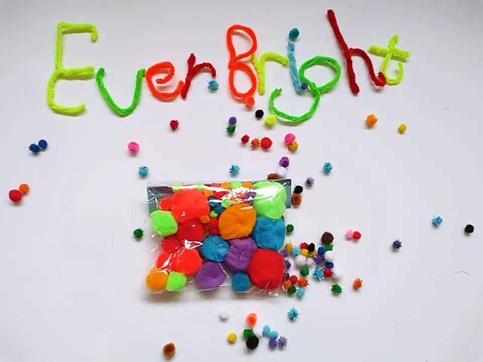 Fluffy Colorful Pompoms for DIY Crafts